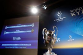 Soccer Football - Champions League Semi-Final Draw - Nyon, Switzerland - April 13, 2018 General view of the Champions League trophy after the draw REUTERS/Stefan Wermuth