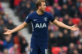 Soccer Football - Premier League - Stoke City vs Tottenham Hotspur - bet365 Stadium, Stoke-on-Trent, Britain - April 7, 2018 Tottenham's Harry Kane reacts REUTERS/Dylan Martinez EDITORIAL USE ONLY. No use with unauthorized audio, video, data, fixture lists, club/league logos or
