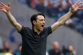 Soccer Football - Bundesliga - Eintracht Frankfurt vs TSG 1899 Hoffenheim - Commerzbank-Arena, Frankfurt, Germany - April 8, 2018 Eintracht Frankfurt coach Niko Kovac REUTERS/Kai Pfaffenbach DFL RULES TO LIMIT THE ONLINE USAGE DURING MATCH TIME TO 15 PICTURES PER GAME. IMAGE SEQUENCES TO SIMULATE VIDEO IS NOT ALLOWED AT ANY TIME. FOR FURTHER QUERIES PLEASE CONTACT DFL DIRECTLY AT + 49 69 650050