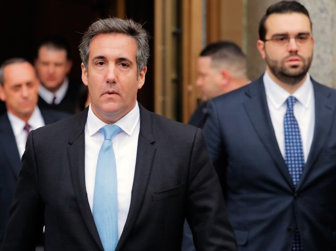U.S. President Donald Trump's personal lawyer Michael Cohen leaves federal court in the Manhattan borough of New York City, New York, U.S., April 16, 2018. REUTERS/Lucas Jackson