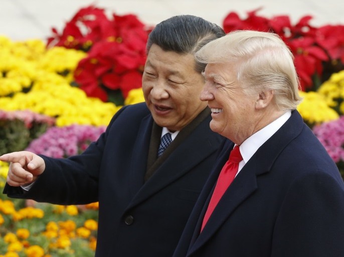 BEIJING, CHINA - NOVEMBER 9: Chinese President Xi Jinping and U.S. President Donald Trump attend a welcoming ceremony November 9, 2017 in Beijing, China. Trump is on a 10-day trip to Asia. (Photo by Thomas Peter-Pool/Getty Images)