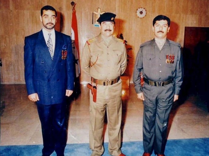 epa00893159 A undated handout picture of former Iraqi President Saddam Hussein (C) and his sons Udai (L) and Qusai (R). Saddam Hussein has been handed over by US military authorities to Iraqi authorities, a defence lawyer of the former Iraqi dictator said Friday, 29 December 2006. The handover would mean a final step towards Saddam's impending execution, although Iraq‘s criminal code forbids executions during religious festivities. EPA/HANDOUT