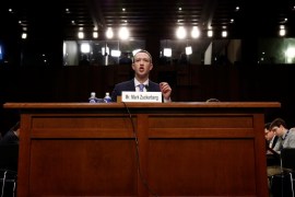 Facebook CEO Mark Zuckerberg testifies before a joint Senate Judiciary and Commerce Committees hearing regarding the company’s use and protection of user data, on Capitol Hill in Washington, U.S., April 10, 2018. REUTERS/Aaron P. Bernstein TPX IMAGES OF THE DAY