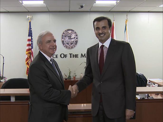 أمير دولة قطر يجري محادثات مع عمدة مدينة ميامي في ثاني أيام زيارته للولايات المتحدة