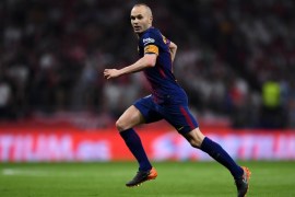 BARCELONA, SPAIN - APRIL 21: Andres Iniesta of FC Barcelona looks on during the Spanish Copa del Rey Final match between Barcelona and Sevilla at Wanda Metropolitano stadium on April 21, 2018 in Barcelona, Spain. (Photo by David Ramos/Getty Images)