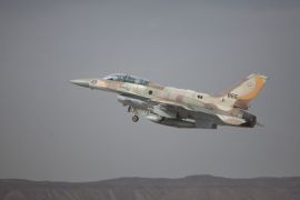EILAT, ISRAEL - DECEMBER 09: An Israeli F-16 jet takes off on December 9, 2014 at the Ovda airbase in the Negev Desert near Eilat, southern Israel. Israel and Greece concluded a Joint Air Forces drill during the joint IDF-Hellenic Air Force drill week. On Sunday, official Syrian media reported that Israeli jets had bombed targets near Damascus International Airport and in the town of Dimas, north of Damascus and near the border with Lebanon. (Photo by Lior Mizrahi/Getty Images)