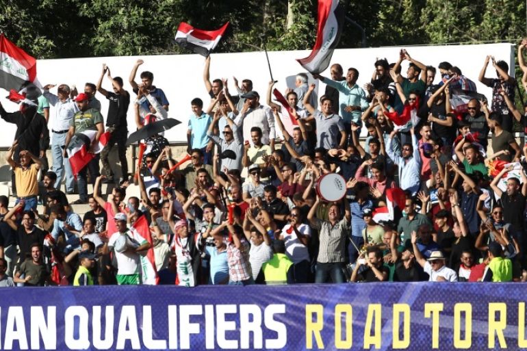 Football Soccer - Iraq v Japan - World Cup 2018 Qualifiers - Tehran, Iran - 13/6/17- Iraqi fans cheer. Mehdi Enrahimi/TIMA via REUTERS ATTENTION EDITORS - THIS IMAGE WAS PROVIDED BY A THIRD PARTY.