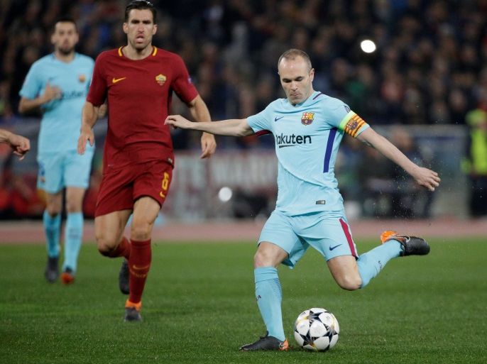 Soccer Football - Champions League Quarter Final Second Leg - AS Roma vs FC Barcelona - Stadio Olimpico, Rome, Italy - April 10, 2018 Barcelona's Andres Iniesta in action REUTERS/Max Rossi