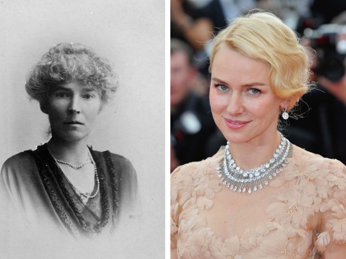 (FILE PHOTO) In this composite image a comparison has been made between Gertrude Bell (L) and actress Naomi Watts. Naomi Watts will reportedly play Gertrude Bell in a film biopic 'Queen of the Desert' directed by Werner Herzog. ***LEFT IMAGE*** circa 1900: English archaeologist and traveller Gertrude Margaret Lowthian Bell (1868 - 1926). (Photo by Hulton Archive/Getty Images) ***RIGHT IMAGE*** CANNES, FRANCE - MAY 18: Actress Naomi Watts attends the 'Madagascar 3: Europe's Most Wanted' Premiere during the 65th Annual Cannes Film Festival at Palais des Festivals on May 18, 2012 in Cannes, France. (Photo by Gareth Cattermole/Getty Images for Paramount)