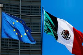شعار الاتحاد الاوروبي مع علم المكسيك