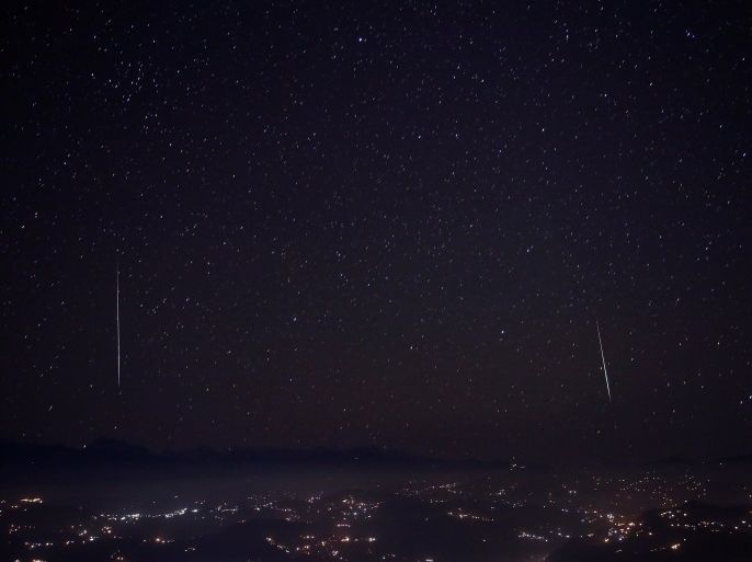 A Geminids meteor shower is seen above the mountain range in Nagarkot, Nepal December 15, 2017. REUTERS/Navesh Chitrakar