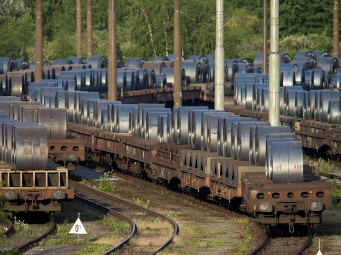 DUISBURG, GERMANY - MAY 30: Rail cars loaded with rolled up steel on the site of ThyssenKrupp Schwelgern steel plant on May 30, 2018 in Duisburg, Germany. The European Union and the United States are so far on a collision course over steel and aluminum imports by the US from the EU, with either tariffs or import restrictions becoming more likely by June 1. (Photo by Michael Gottschalk/Getty Images)