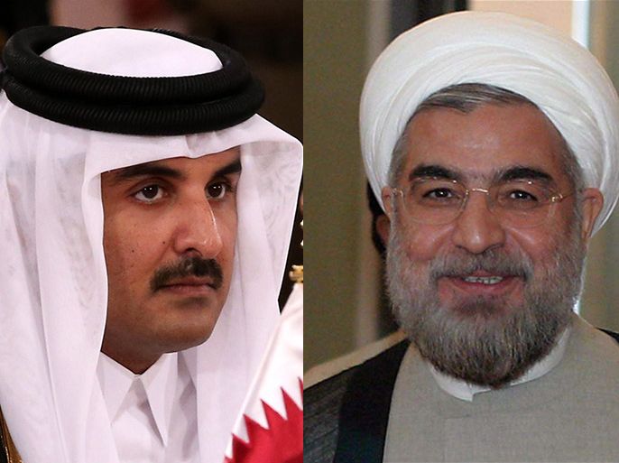كومبو لأمير قطر والرئيس الإيراني حسن روحاني