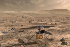 NASA's Mars Helicopter, a small, autonomous rotorcraft, which will travel with the agency's Mars 2020 rover, currently scheduled to launch in July 2020, to demonstrate the viability and potential of heavier-than-air vehicles on the Red Planet, is shown in this artist rendition from NASA/JPL in Pasadena, California, U.S. May 11, 2018. Courtesy NASA/JPL-Caltech/Handout via REUTERS ATTENTION EDITORS - THIS IMAGE HAS BEEN SUPPLIED BY A THIRD PARTY.