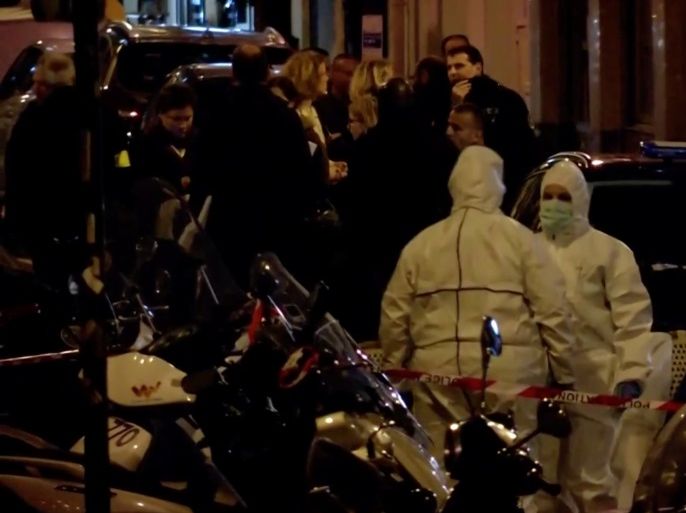 Personnel are seen at the scene of a knife attack in Paris, France May 12, 2018 in this still image obtained from a video. REUTERS/Reuters TV