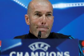 Soccer Football - Champions League - Real Madrid Press Conference - Valdebebas Training Grounds, Madrid, Spain - April 30, 2018 Real Madrid coach Zinedine Zidane during the press conference REUTERS/Juan Medina