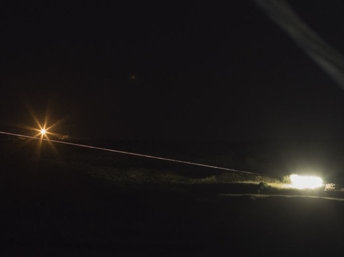 epa06724101 A long exposure picture shows Israeli artillery deployed missiles toward Syrian military targets, on the Golan Heights, next to the Israeli-Syrian border 10 May 2018. Israeli spokesperson said that the defense systems identified approximately 20 rockets launched by the Iranian Quds forces at Israeli army forward posts on the Golan Heights. A number of rockets were intercepted by the Iron Dome aerial defense system. No injuries were reported. EPA-EFE/ATEF SAF