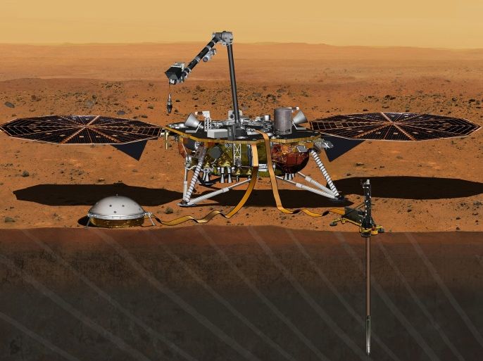 The NASA Martian lander InSight dedicated to investigating the deep interior of Mars is seen in an undated artist's rendering. NASA on Wednesday said it would fix the InSight lander that was grounded in December due to a leak in its primary science instrument, putting the mission back on track for another launch attempt in 2018. REUTERS/NASA/JPL-Caltech/Handout via Reuters THIS IMAGE HAS BEEN SUPPLIED BY A THIRD PARTY. IT IS DISTRIBUTED, EXACTLY AS RECEIVED BY REUTERS, AS A SERVICE TO CLIENTS. FOR EDITORIAL USE ONLY. NOT FOR SALE FOR MARKETING OR ADVERTISING CAMPAIGNS