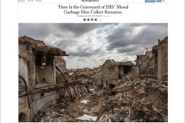 عمال النظافة يجمعون رفات مقابر تنظيم الدولة في الموصل ( نيويورك تايمز )