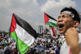 Indonesian Muslims protest in Jakarta against US decision to move their embassy to Jerusalem