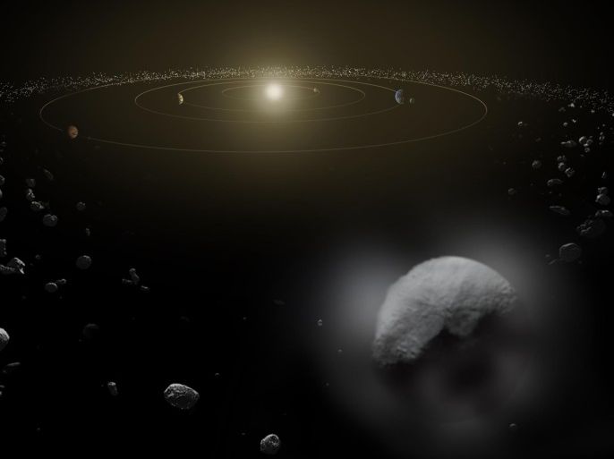 Dwarf planet Ceres is seen in the main asteroid belt, between the orbits of Mars and Jupiter, as illustrated in this undated artist's conception released by NASA January 22, 2014. Ceres, one of the most intriguing objects in the solar system, is gushing water vapor from its frigid surface into space, scientists said on Wednesday in a finding that raises questions about whether it might be hospitable to life. REUTERS/NASA/ESA/Handout via Reuters (OUTER SPACE - Tags: S