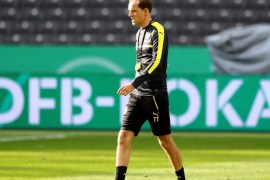 BERLIN, GERMANY - MAY 26: Head coach of Borussia Dortmund Thomas Tuchel looks on during the final training session one day before the DFB Cup Final 2017 at Olympiastadion on May 26, 2017 in Berlin, Germany. (Photo by Martin Rose/Bongarts/Getty Images)