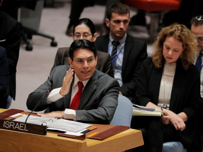 Israel's Ambassador to the United Nations Danny Danon speaks during a meeting of the United Nations (UN) Security Council at UN headquarters in New York, U.S., February 20, 2018. REUTERS/Lucas Jackson