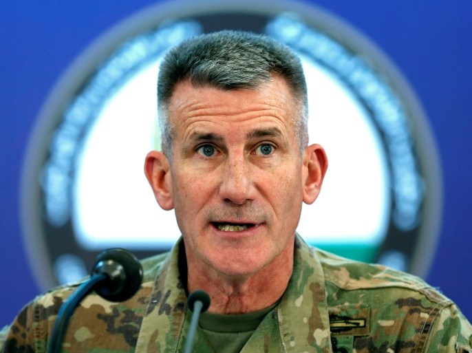 U.S. Army General John Nicholson, commander of Resolute Support forces and U.S. forces in Afghanistan, speaks during a news conference in Kabul, Afghanistan November 20, 2017. REUTERS/Mohammad Ismail