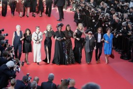 CANNES, FRANCE - MAY 12: (L-R) Marianne Slot, Haifaa al-Mansour, Kirsten Stewart, Lea Seydoux, Khadja Nin, Ava DuVernay, Cate Blanchett, Agnes Varda, Celine Sciamma and Jeanne Lapoirie attend the screening of 'Girls Of The Sun (Les Filles Du Soleil)' during the 71st annual Cannes Film Festival at Palais des Festivals on May 12, 2018 in Cannes, France. (Photo by Andreas Rentz/Getty Images)