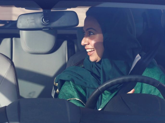 A Saudi woman sits in a car during a driving training at a university in Jeddah, Saudi Arabia March 7, 2018. REUTERS/Faisal Al Nasser