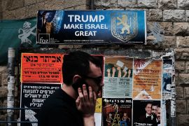JERUSALEM, ISRAEL - MAY 09:  An advertisment celebrates Donald Trump on the streets on May 9, 2018 in Jerusalem, Israel. In a controversial move, the Trump administration in December announced it would move the U.S. embassy in Israel from Tel Aviv to Jerusalem on May 14. Jerusalem's Israeli-annexed eastern sector has been long sought for a future Palestinian capital and the move is viewed by Palestinians as a U.S. breach of long-standing promises to help negotiate a fa