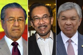 من اليمين- زاهد حميدي Zahid Hamidi - أنور إبراهيم Anwar Ibrahim- مهاتير محمد Mahathir Mohamed