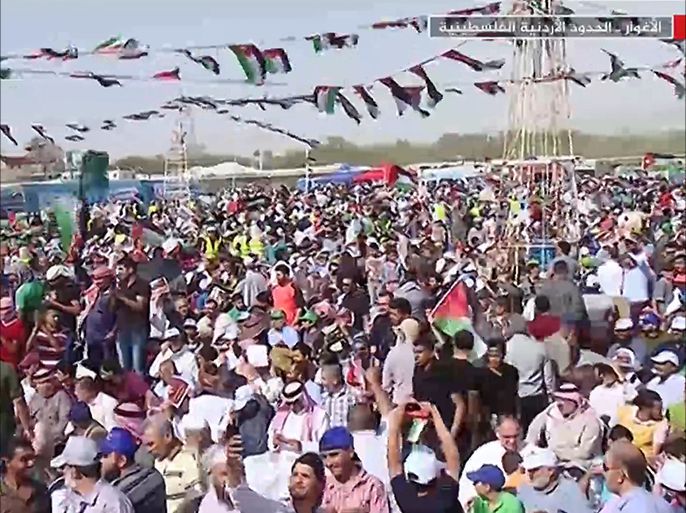 آلاف الأردنيين يتجمعون في الأغوار على الحدود الأردنية الفلسطينية رفضا لقرار ترمب اعتبار القدس عاصمة لإسرائيل