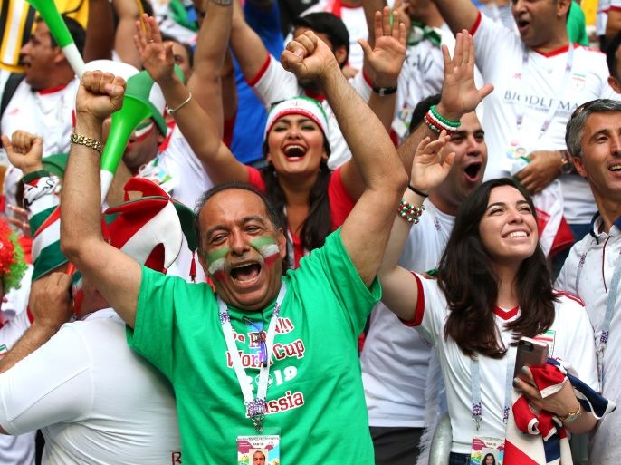 SAINT PETERSBURG, RUSSIA - JUNE 15: Iran fans enjoy the pre match atmosphere prior to the 2018 FIFA World Cup Russia group B match between Morocco and Iran at Saint Petersburg Stadium on June 15, 2018 in Saint Petersburg, Russia. (Photo by Alex Livesey/Getty Images)