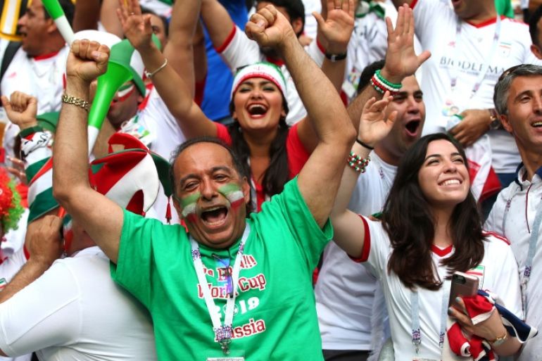 SAINT PETERSBURG, RUSSIA - JUNE 15: Iran fans enjoy the pre match atmosphere prior to the 2018 FIFA World Cup Russia group B match between Morocco and Iran at Saint Petersburg Stadium on June 15, 2018 in Saint Petersburg, Russia. (Photo by Alex Livesey/Getty Images)