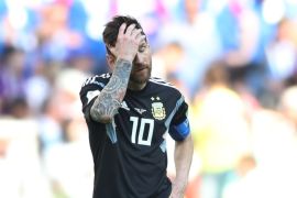 Soccer Football - World Cup - Group D - Argentina vs Iceland - Spartak Stadium, Moscow, Russia - June 16, 2018 Argentina's Lionel Messi looks dejected REUTERS/Carl Recine