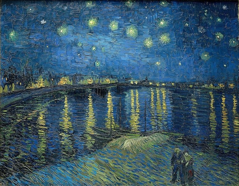 فان جوخ، ليلة مرصعة بالنجوم على نهر الرون، 1888 (مواقع التواصل)