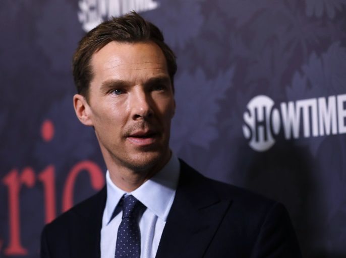 Cast member Benedict Cumberbatch poses at the premiere of the television series
