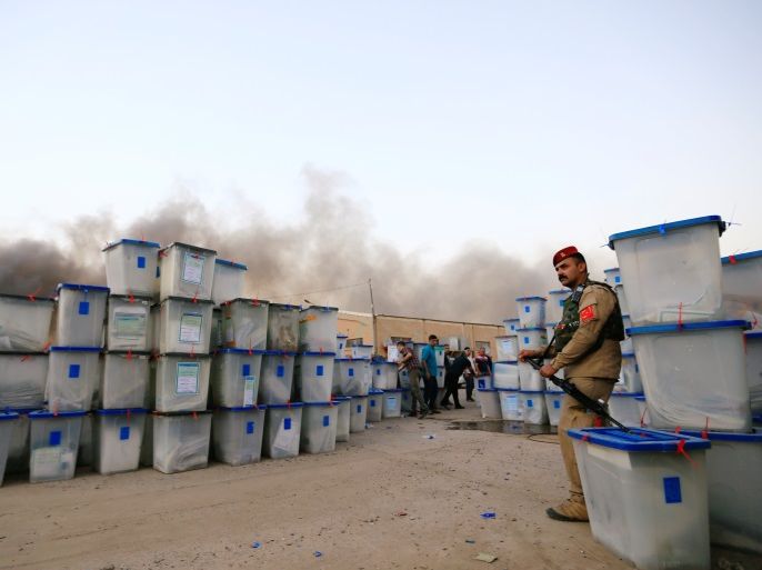 Ballot boxes are seen after a fire at a storage site in Baghdad, housing the boxes from Iraq's May parliamentary election, Iraq June 10, 2018. REUTERS/Thaier Al-Sudani