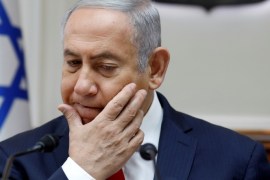 Israeli Prime Minister Benjamin Netanyahu gestures during the weekly cabinet meeting at the prime minister's office in Jerusalem, June 24, 2018. Gali Tibbon/Pool via Reuters