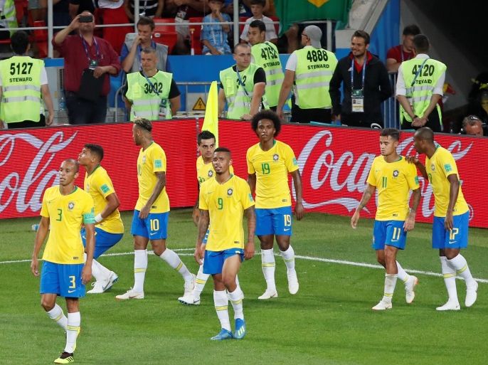 Soccer Football - World Cup - Group E - Serbia vs Brazil - Spartak Stadium, Moscow, Russia - June 27, 2018 Brazil's Thiago Silva celebrates with team mates after scoring their second goal REUTERS/Maxim Shemetov