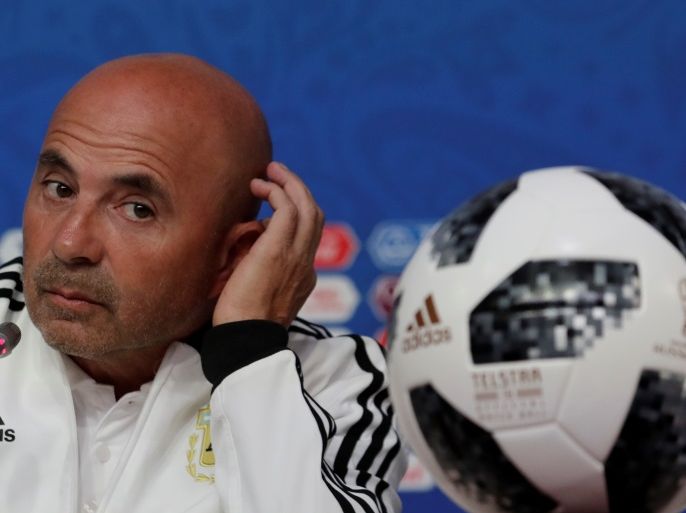 Soccer Football - World Cup - Argentina News Conference - Saint Petersburg Stadium, St. Petersburg, Russia - June 25, 2018. Argentina's coach Jorge Sampaoli during news conference. REUTERS/Henry Romero