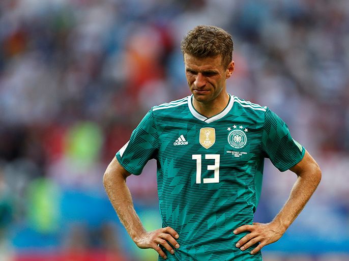 Soccer Football - World Cup - Group F - South Korea vs Germany - Kazan Arena, Kazan, Russia - June 27, 2018 Germany's Thomas Muller looks dejected after the match as they go out of the World Cup REUTERS/John Sibley TPX IMAGES OF THE DAY