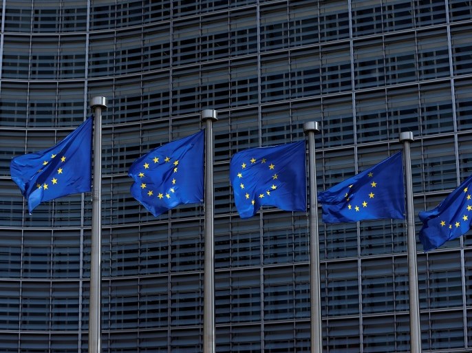 European Union flags flutter outside the EU Commission headquarters in Brussels, Belgium, May 2, 2018. REUTERS/Francois Lenoir