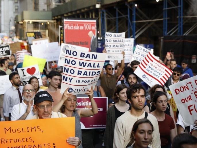 People protest against U.S. President Donald Trump's immigration policies in New York City, U.S., June 26, 2018. REUTERS/Brendan Mcdermid