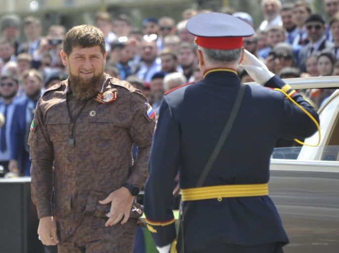 Head of the Chechen Republic Ramzan Kadyrov attends the Victory Day parade, marking the 73rd anniversary of the victory over Nazi Germany in World War Two, in the Chechen capital of Grozny, Russia May 9, 2018. REUTERS/Said Tsarnayev