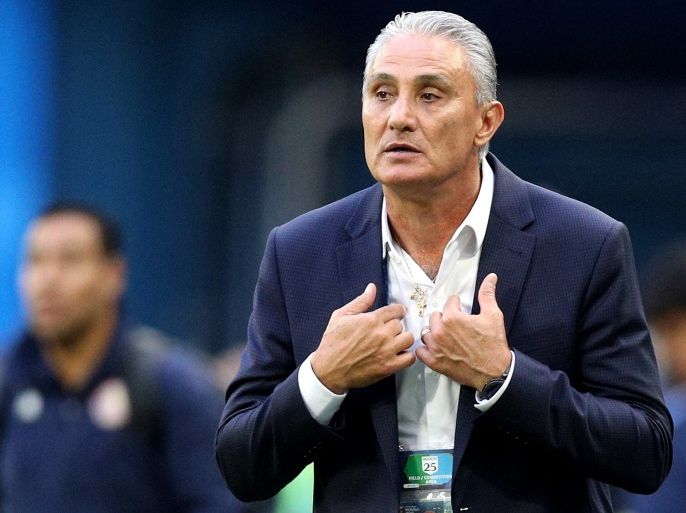 SAINT PETERSBURG, RUSSIA - JUNE 22: Tite, Head coach of Brazil looks on during the 2018 FIFA World Cup Russia group E match between Brazil and Costa Rica at Saint Petersburg Stadium on June 22, 2018 in Saint Petersburg, Russia. (Photo by Buda Mendes/Getty Images)