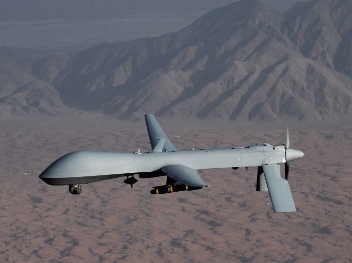 Undated handout image courtesy of the U.S. Air Force shows a MQ-1 Predator unmanned aircraft. The United States has agreed in principle to deploy U.S. Predator drones on Turkish soil to aid in the fight against Kurdish separatist rebels, Prime Minister Tayyip Erdogan said. The U.S. military flies unarmed surveillance Predators based in Iraq and shares images and vital intelligence with Turkey to aid Ankara as it battles Kurdish Kurdistan Workers' Party (PKK) rebels who have camps in northern Iraq. REUTERS/U.S. Air Force/Lt Col Leslie Pratt/Handout (UNITED STATES - Tags: CONFLICT POLITICS MILITARY) FOR EDITORIAL USE ONLY. NOT FOR SALE FOR MARKETING OR ADVERTISING CAMPAIGNS. THIS IMAGE HAS BEEN SUPPLIED BY A THIRD PARTY. IT IS DISTRIBUTED, EXACTLY AS RECEIVED BY REUTERS, AS A SERVICE TO CLIENTS