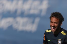 SOCHI, RUSSIA - JUNE 14: Neymar smiles during a Brazil training session ahead of the FIFA World Cup 2018 at Yug-Sport Stadium on June 14, 2018 in Sochi, Russia. (Photo by Buda Mendes/Getty Images)