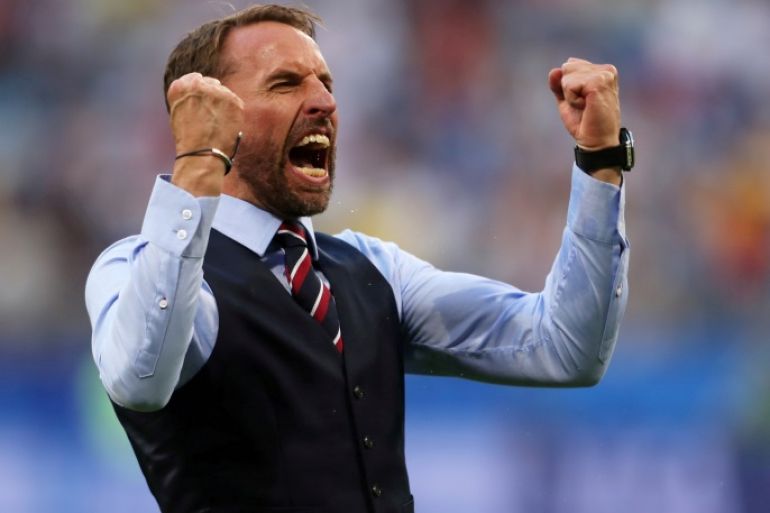 Soccer Football - World Cup - Quarter Final - Sweden vs England - Samara Arena, Samara, Russia - July 7, 2018 England manager Gareth Southgate celebrates after the match REUTERS/Lee Smith TPX IMAGES OF THE DAY. SEARCH